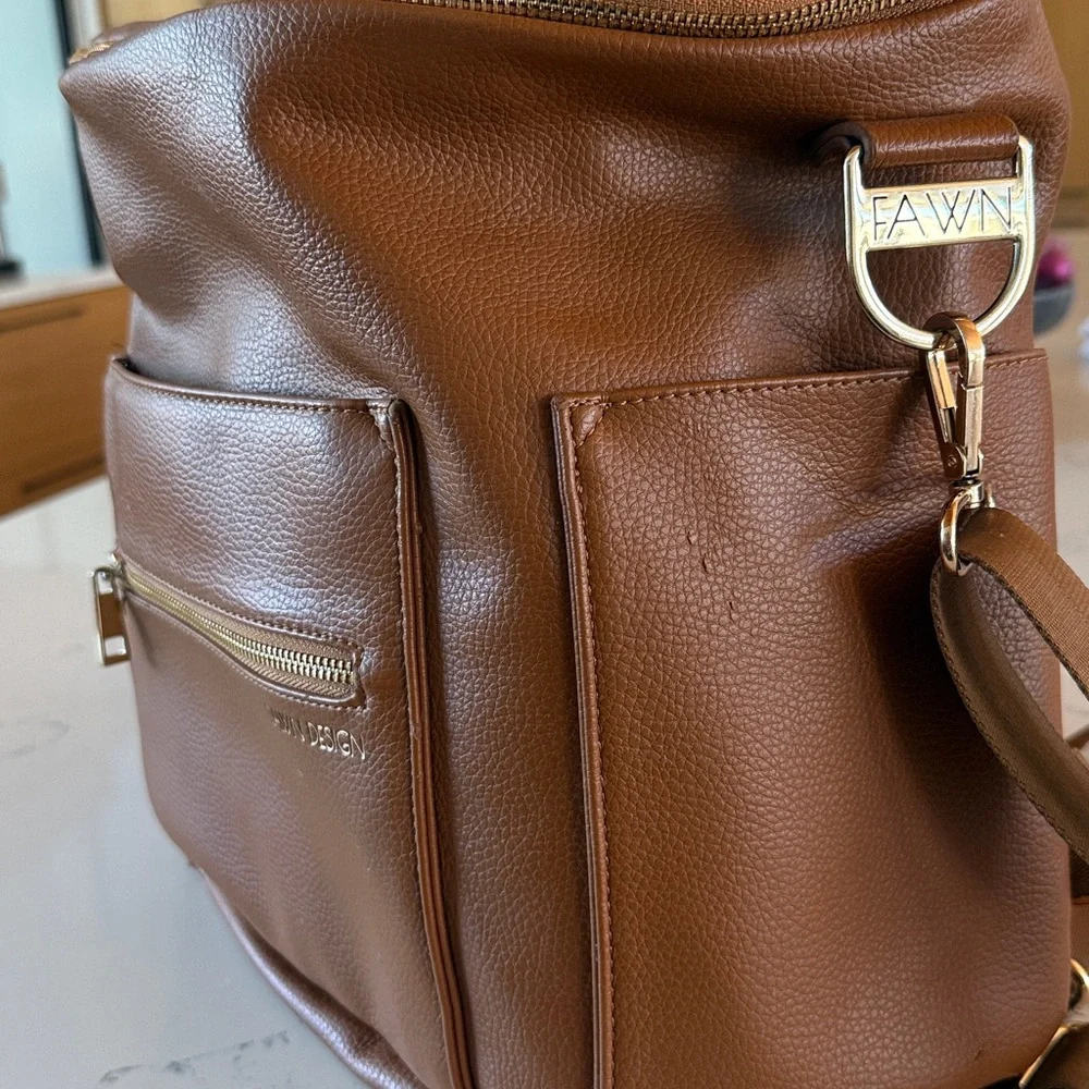 FAWN The Original Diaper Bag Backpack - Brown/ Cognac Color